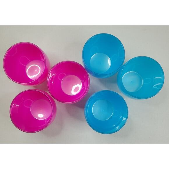 Set of 5 Acrylic Luster Pink & Blue 12 oz. Tulip Shaped Tumber Drinking Glasses - Picture 3 of 4